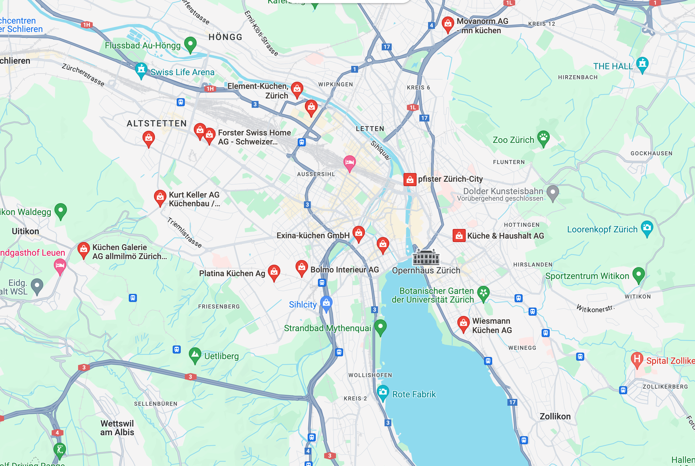 Google Ergebnisse "Küchen Zürich"